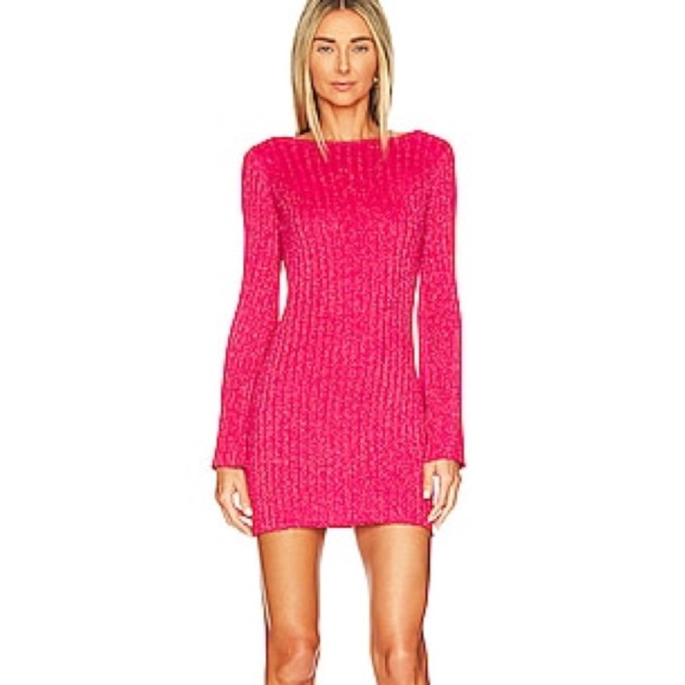 REVOLVE Vibrant Pink Long Sleeve Dress - MEIRA mini dress by MORE TO COME